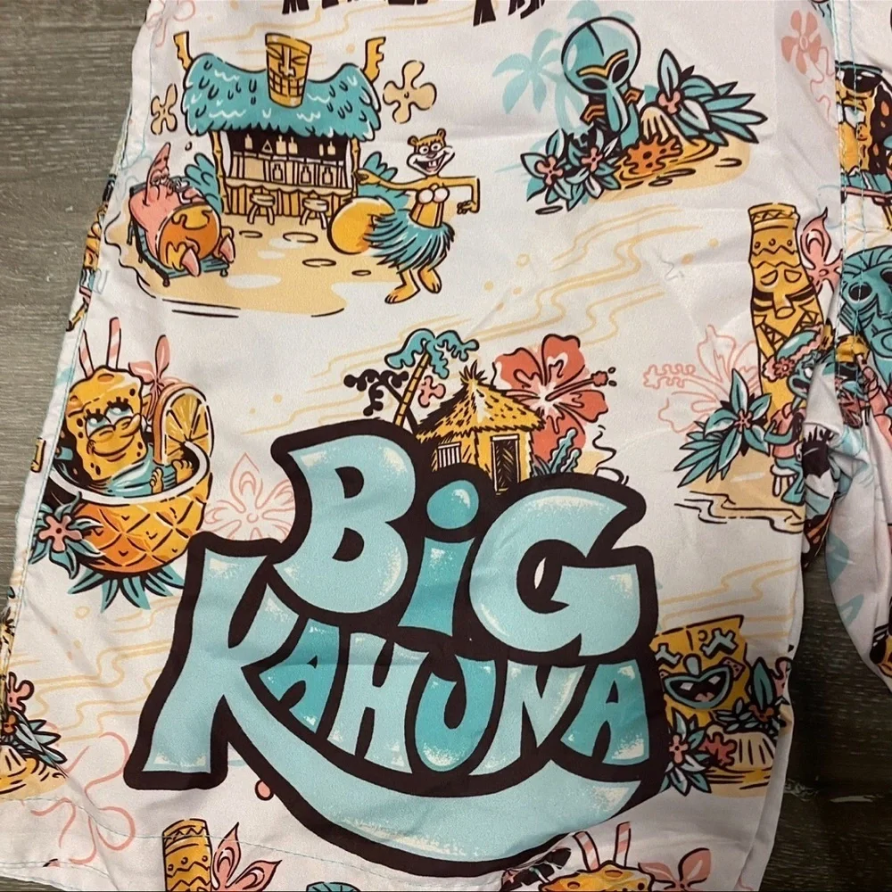 SpongeBob | Big Kahuna Tiki Time Swim Trunks Board Shorts For Men NEW